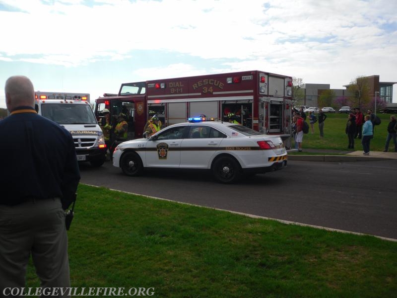 PSP Skippack and Rescue 34 on location at Shattered Dreams (drunk diving) awareness program