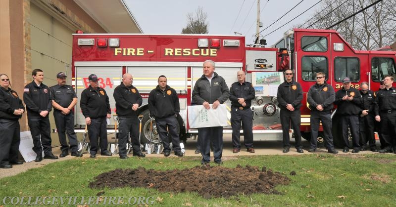 Senator John Rafferty presenting the Fire Company with a Check for $145.000.00 