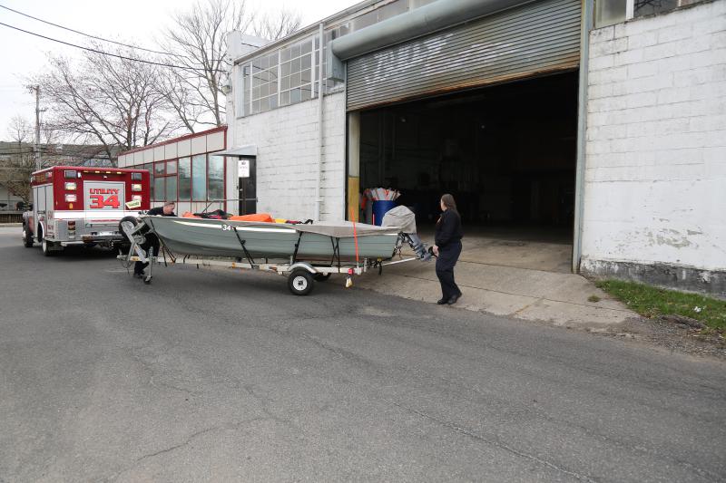 Utility & Marine 34 backing into our Temporary Station